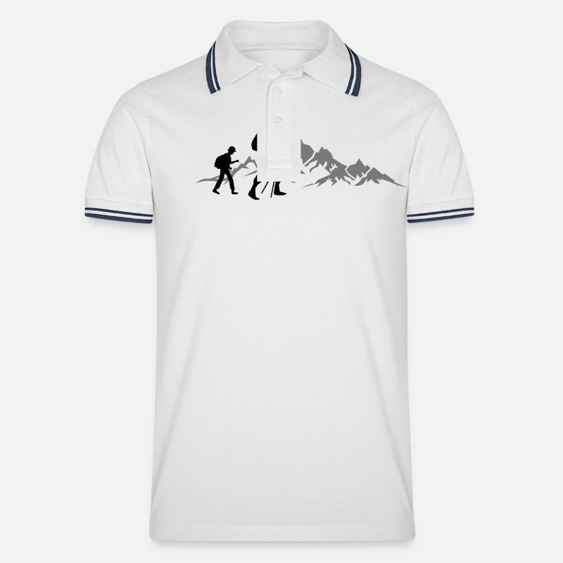 Sport - Berge Wanderer - Männer Tipped Poloshirt - Weiß/Navy