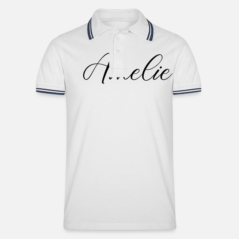 amelie name - Männer Tipped Poloshirt - Weiß/Navy