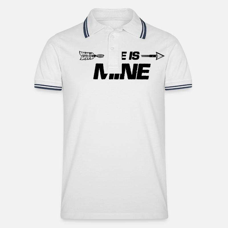 she is mine - Männer Tipped Poloshirt - Weiß/Navy