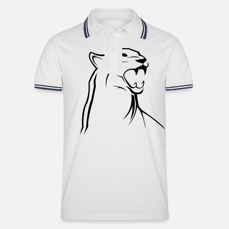panther_01 - Männer Tipped Poloshirt - Weiß/Navy