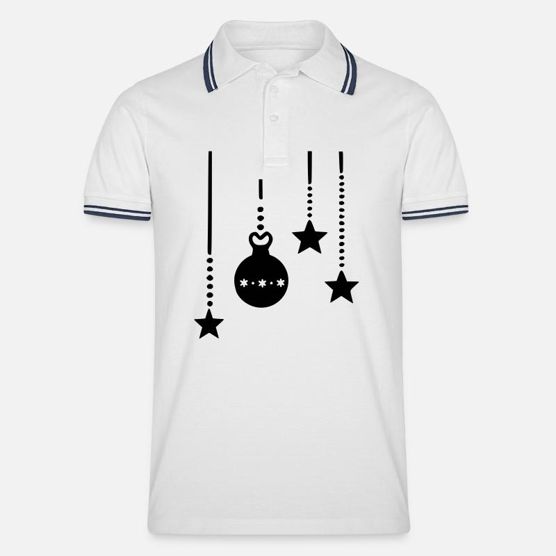 Hängende Weihnachtsdeko - Männer Tipped Poloshirt - Weiß/Navy