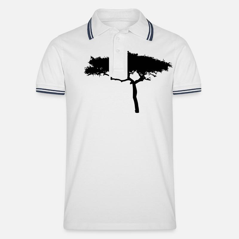 Afrika Savanne Baum - Männer Tipped Poloshirt - Weiß/Navy
