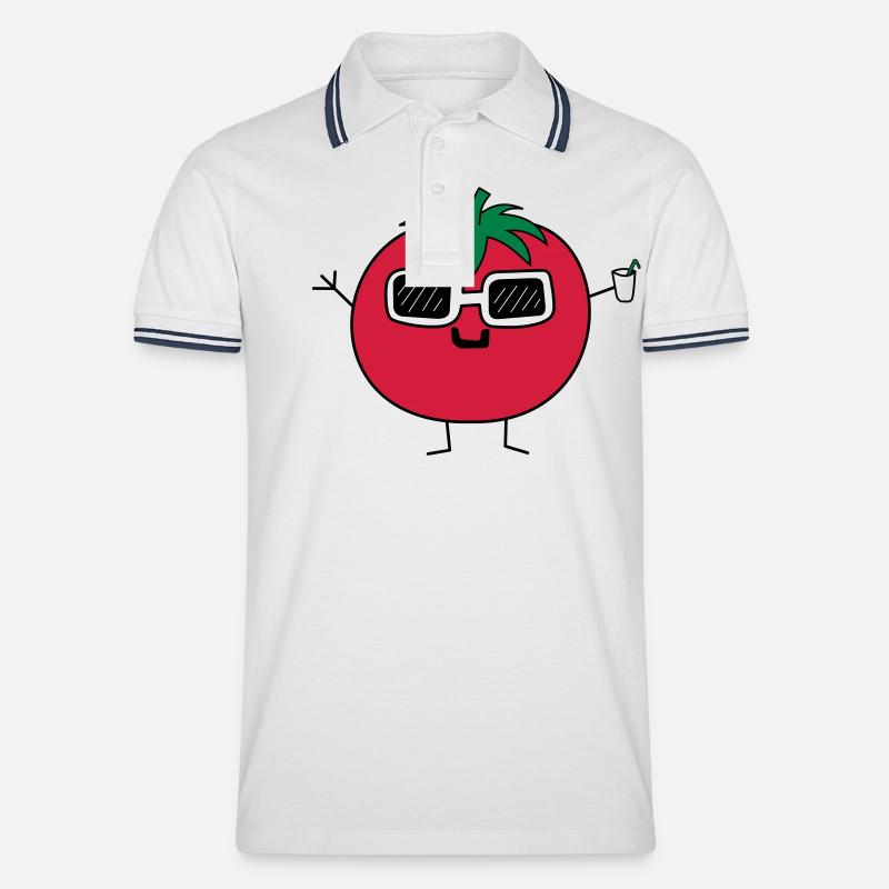 Cool Tomato - Männer Tipped Poloshirt - Weiß/Navy