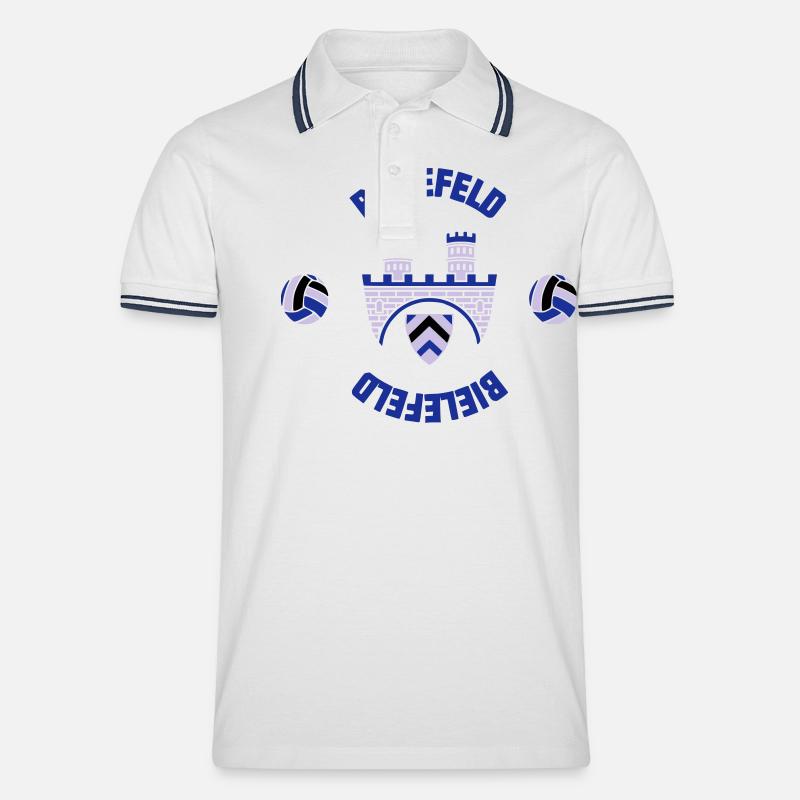 Bielefeld (ID: 001013) - Männer Tipped Poloshirt - Weiß/Navy