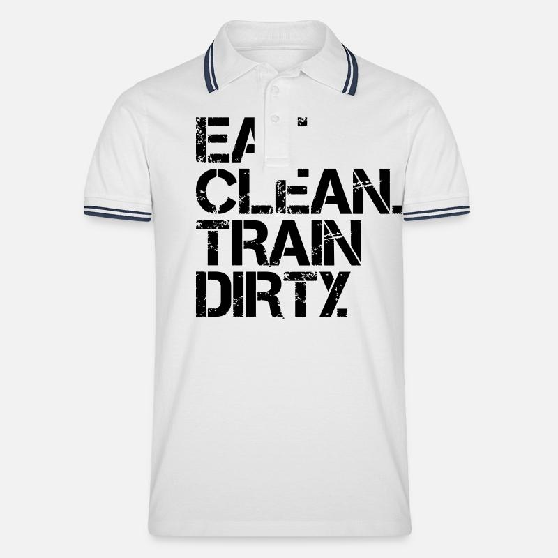 Eat Clean. Train Dirty. - Männer Tipped Poloshirt - Weiß/Navy
