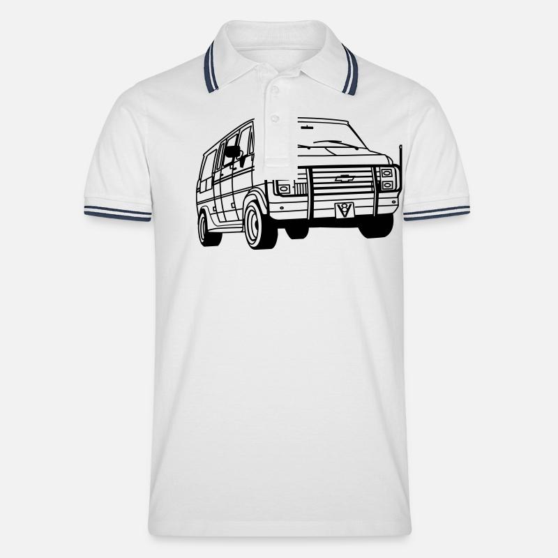 ChevyVan01_1 - Männer Tipped Poloshirt - Weiß/Navy