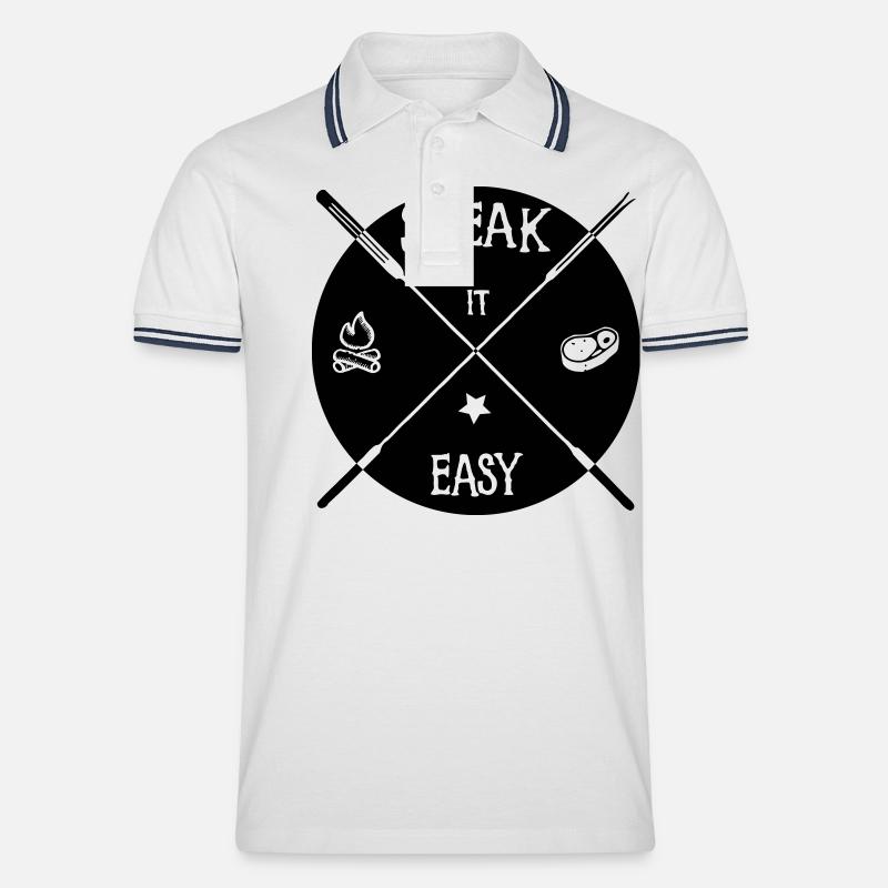 steak it easy_solid - Männer Tipped Poloshirt - Weiß/Navy