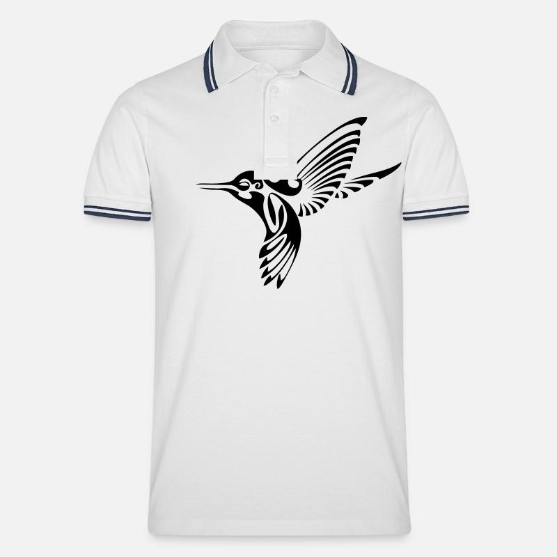 Kolibri - Männer Tipped Poloshirt - Weiß/Navy