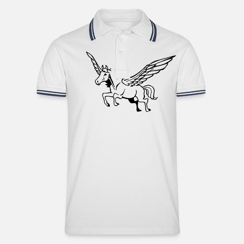 Pegasus - Männer Tipped Poloshirt - Weiß/Navy