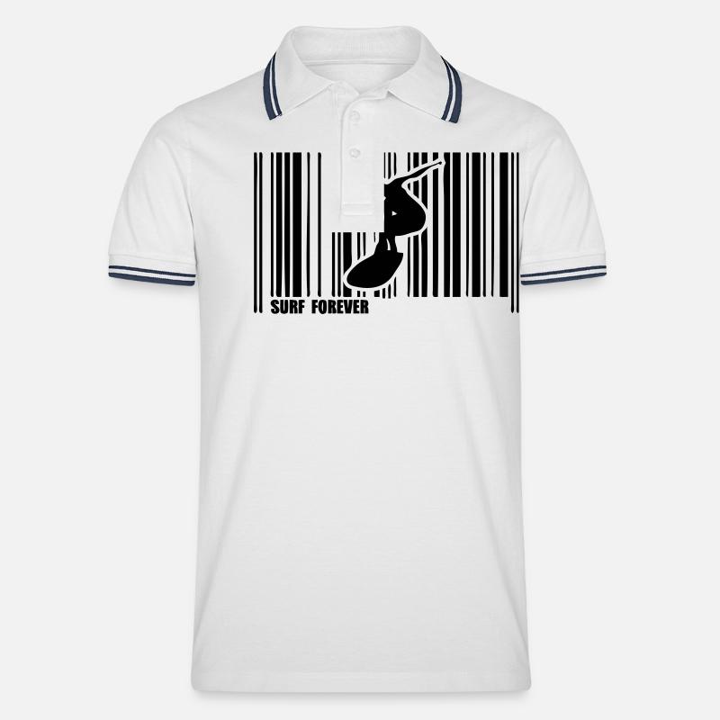 Kitesurf-Bar-Code - Männer Tipped Poloshirt - Weiß/Navy