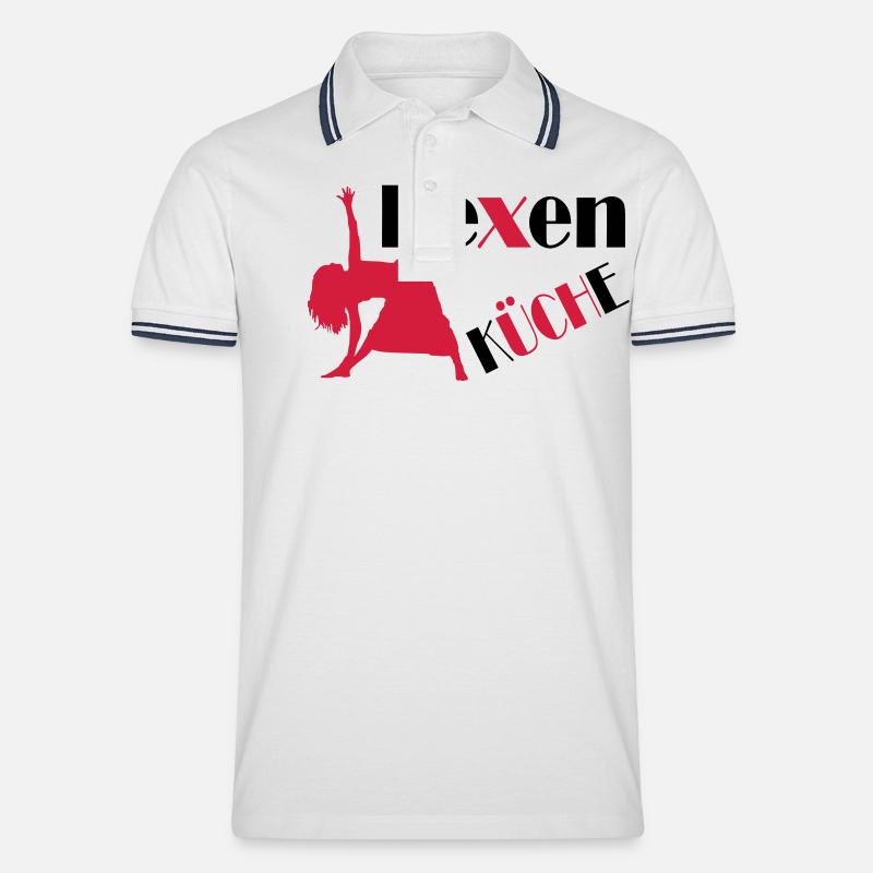 kochen - Männer Tipped Poloshirt - Weiß/Navy