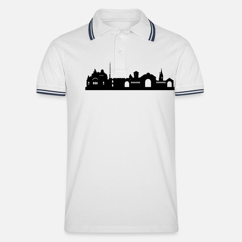 Skyline Nürnberg klein - Männer Tipped Poloshirt - Weiß/Navy