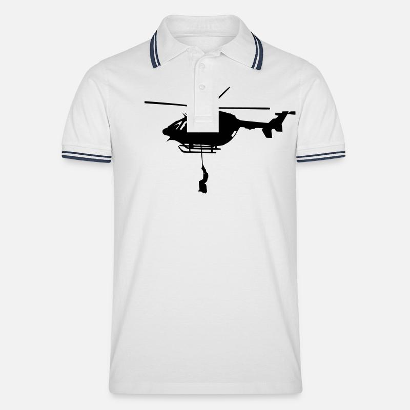 Drachen Hubschrauberbergung - Männer Tipped Poloshirt - Weiß/Navy