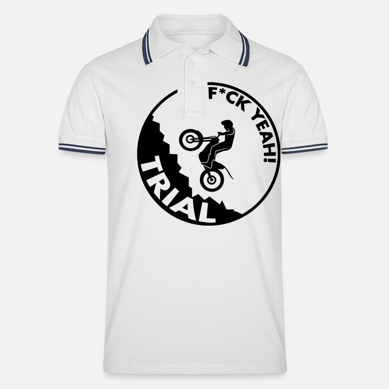 Trial f*ck yeah! - Männer Tipped Poloshirt - Weiß/Navy