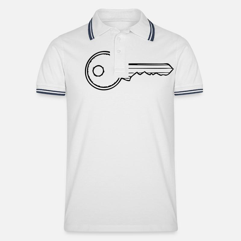 Schlüssel - Männer Tipped Poloshirt - Weiß/Navy