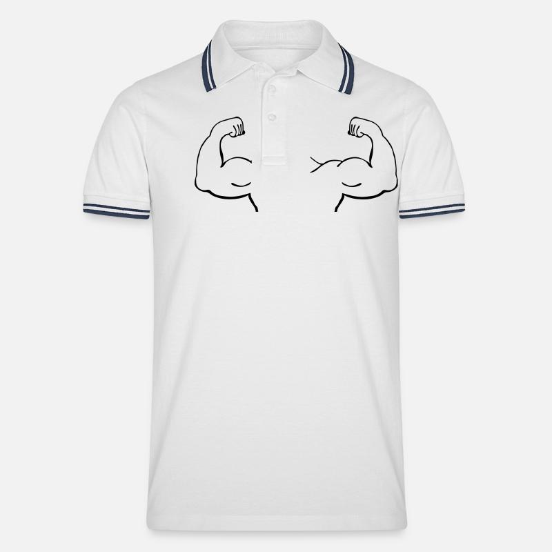 Muskeln_3_m1 - Männer Tipped Poloshirt - Weiß/Navy