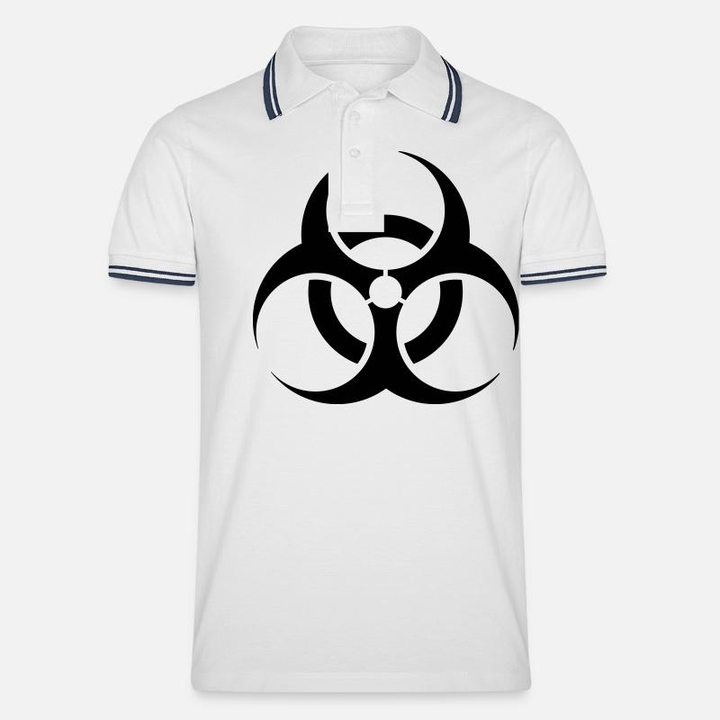 Biohazard - Männer Tipped Poloshirt - Weiß/Navy