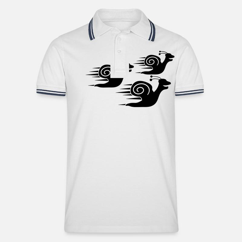 Snail Race - Männer Tipped Poloshirt - Weiß/Navy