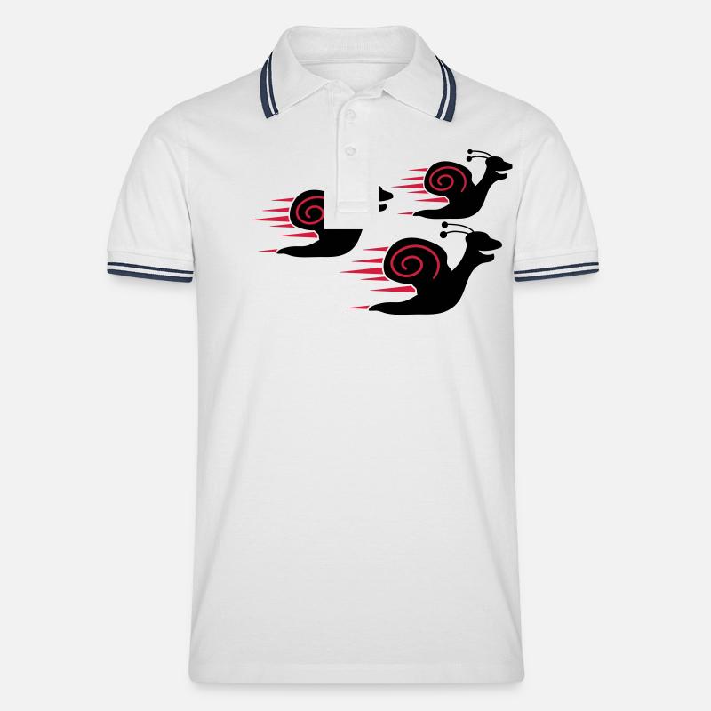 Snail Race - Männer Tipped Poloshirt - Weiß/Navy