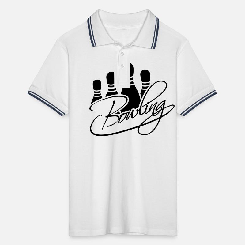 Bowling Pins Text Logo Design Männer Tipped Poloshirt