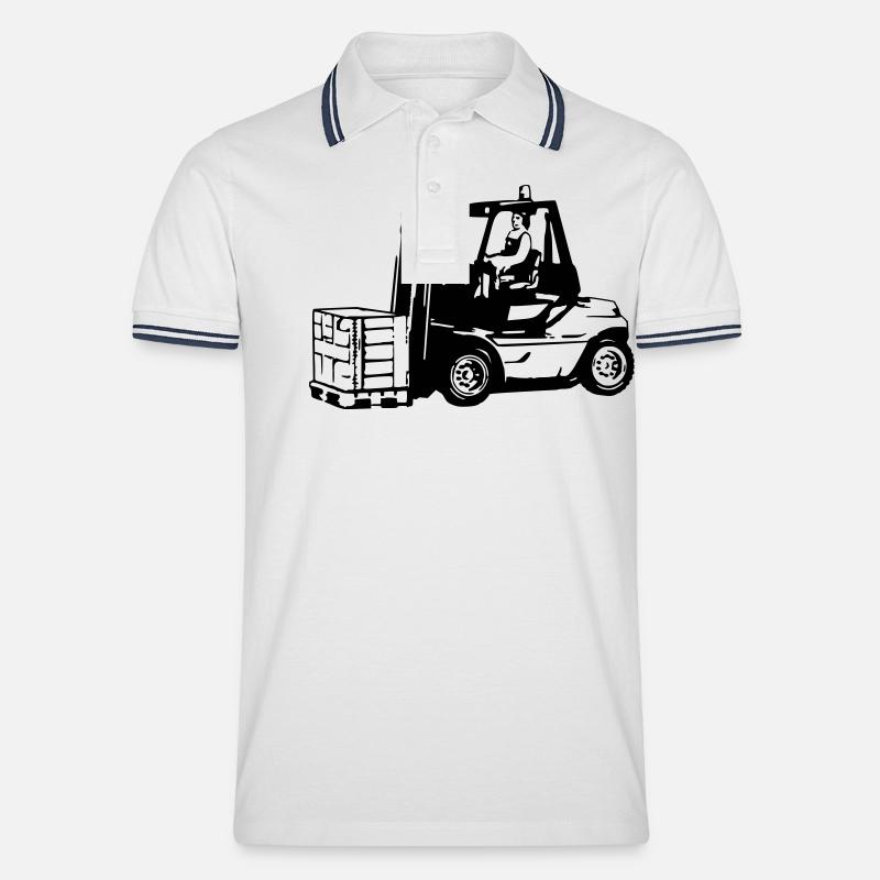 Gabelstapler - Männer Tipped Poloshirt - Weiß/Navy