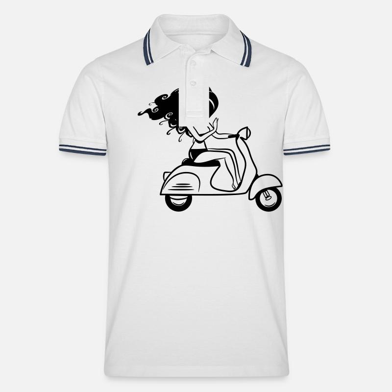 motorroller mädchen sexy - Männer Tipped Poloshirt - Weiß/Navy