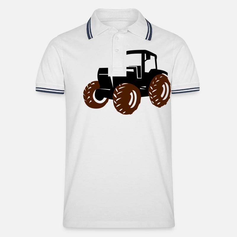 traktor - Männer Tipped Poloshirt - Weiß/Navy