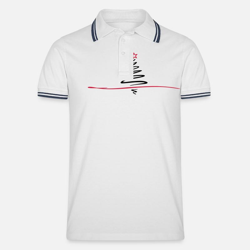 Weihnachten - Weihnachtsbaum - Männer Tipped Poloshirt - Weiß/Navy