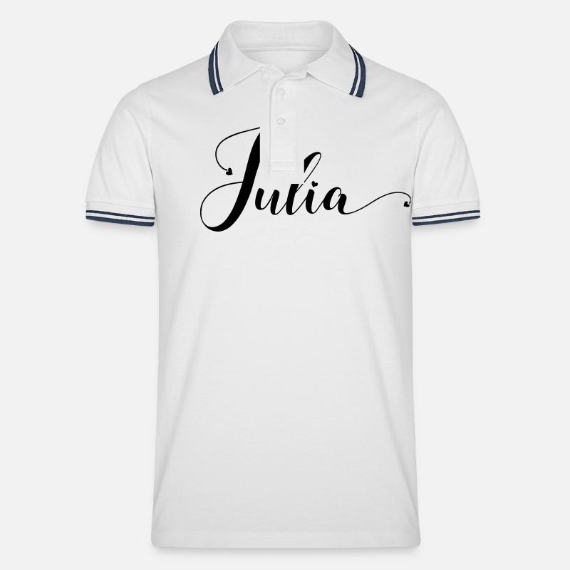 julia - Männer Tipped Poloshirt - Weiß/Navy