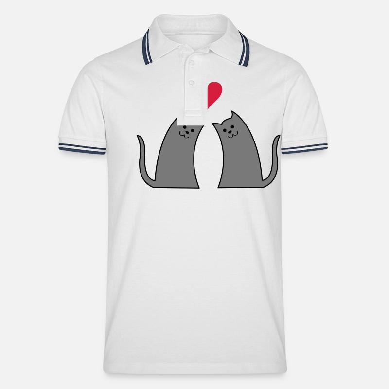 cats_love_02 - Männer Tipped Poloshirt - Weiß/Navy