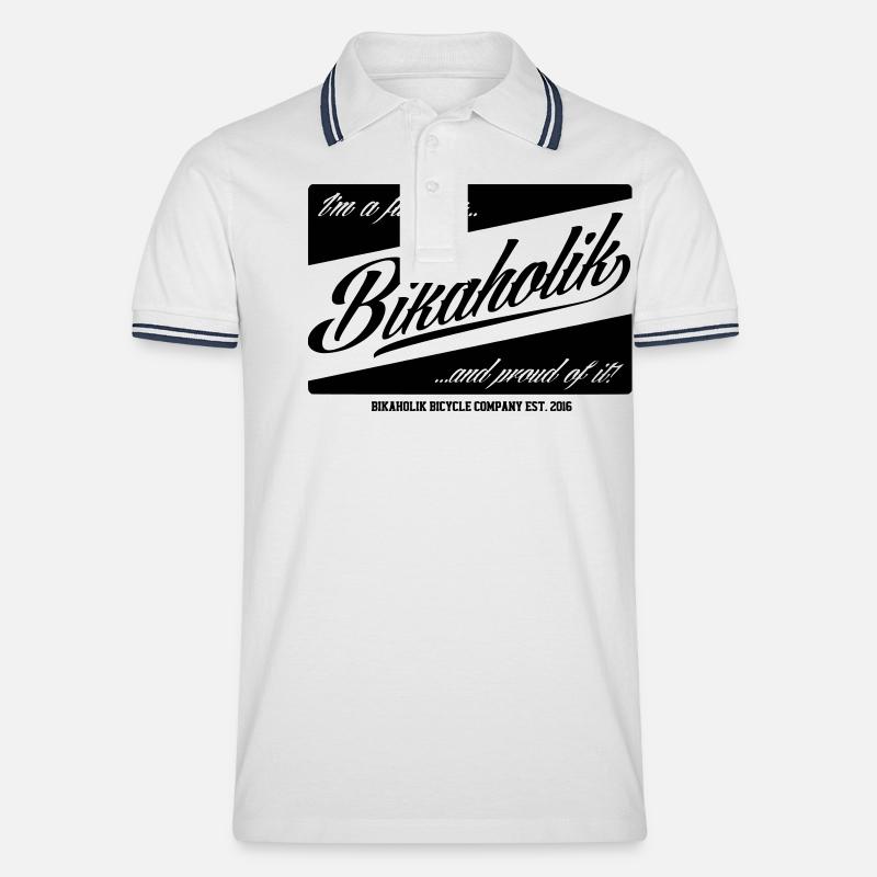 F* Bikaholik - Männer Tipped Poloshirt - Weiß/Navy
