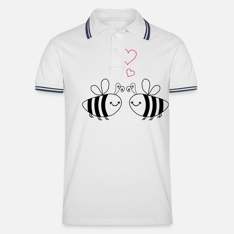 bienen liebe - Männer Tipped Poloshirt - Weiß/Navy