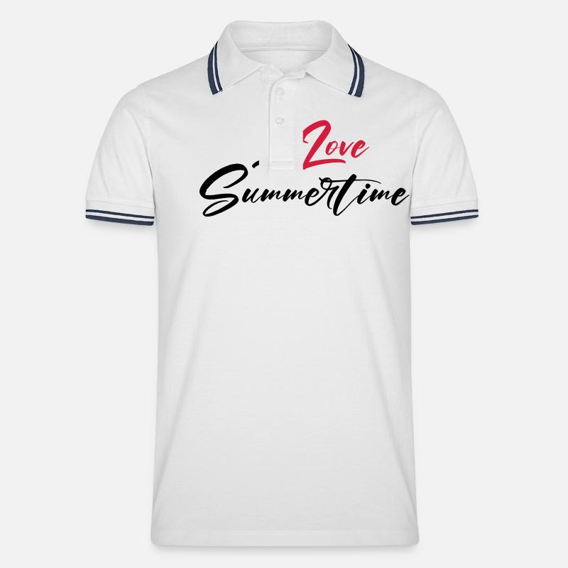 Ich Liebe Sommer - Männer Tipped Poloshirt - Weiß/Navy