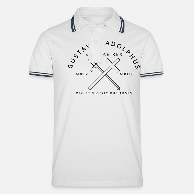 Gustav Adolf - Männer Tipped Poloshirt - Weiß/Navy