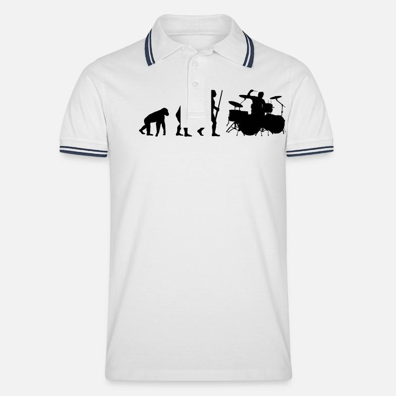 Drummer Evolution - Männer Tipped Poloshirt - Weiß/Navy