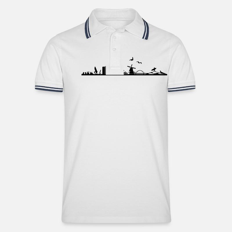 Skyline - Fehmarn - Männer Tipped Poloshirt - Weiß/Navy