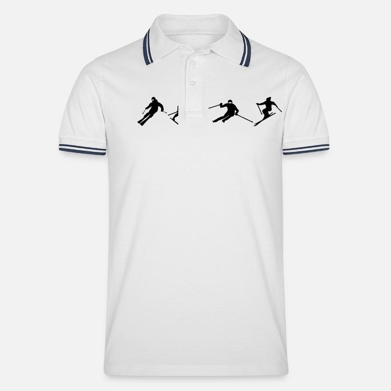 Skifahrer - Männer Tipped Poloshirt - Weiß/Navy
