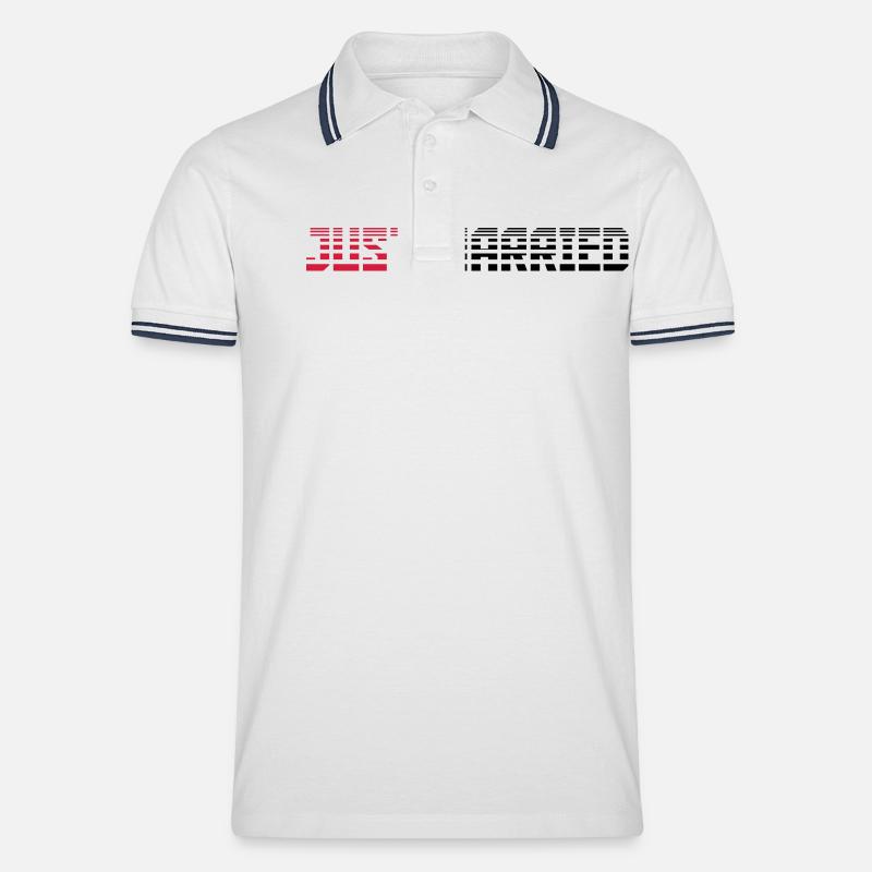 Just Married Text Logo Design - Männer Tipped Poloshirt - Weiß/Navy