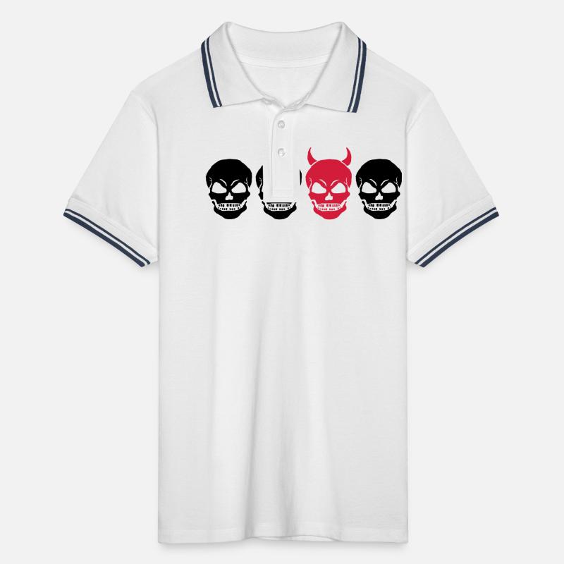 DIFFERENT SKULL2 -2C Men's Tipped Polo Shirt