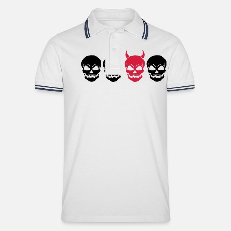 DIFFERENT SKULL2 -2C - Männer Tipped Poloshirt - Weiß/Navy