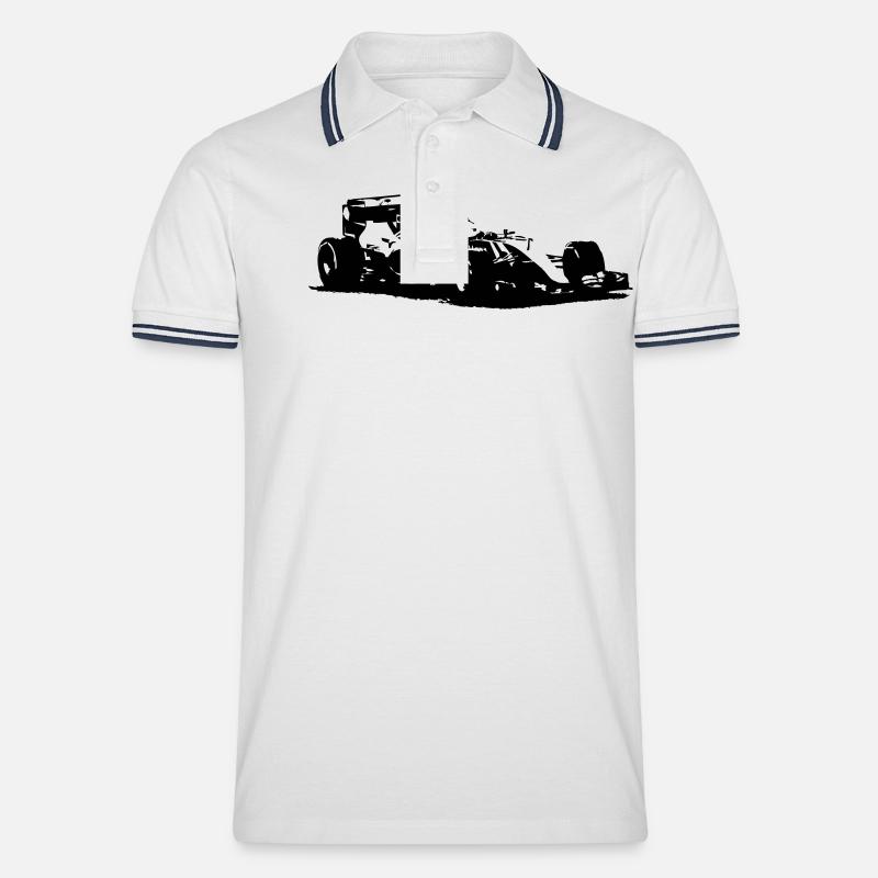 Formula One - Racecar - Männer Tipped Poloshirt - Weiß/Navy