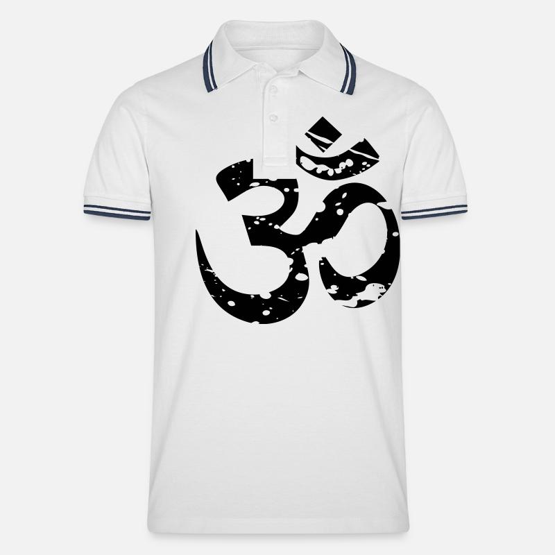 OM - Männer Tipped Poloshirt - Weiß/Navy