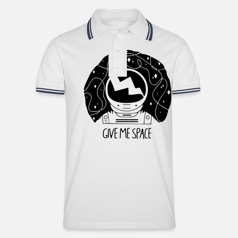 Give Me Space - Männer Tipped Poloshirt - Weiß/Navy