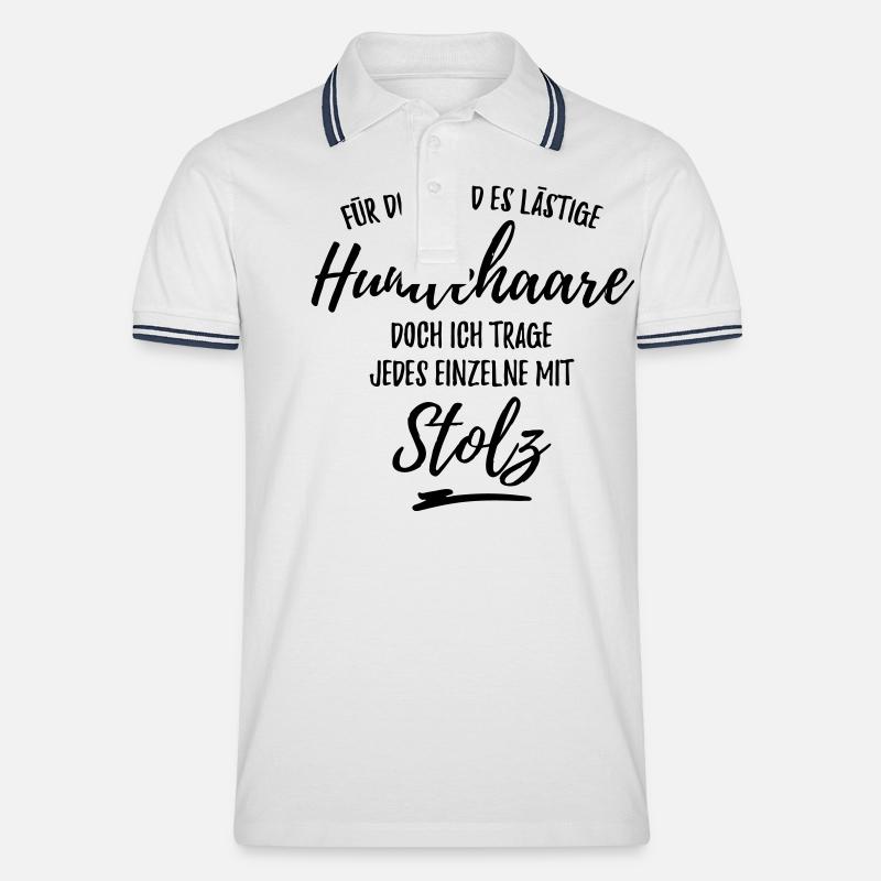 Stolzer Hundehaare-Träger - Männer Tipped Poloshirt - Weiß/Navy
