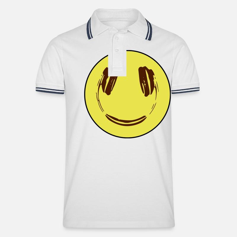 Smily - Männer Tipped Poloshirt - Weiß/Navy