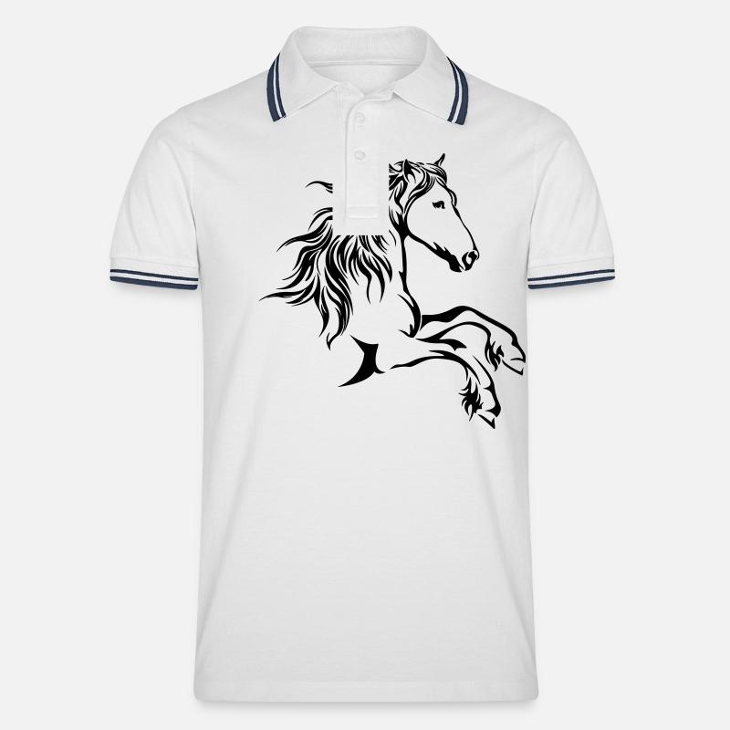 pferdekopf - Männer Tipped Poloshirt - Weiß/Navy
