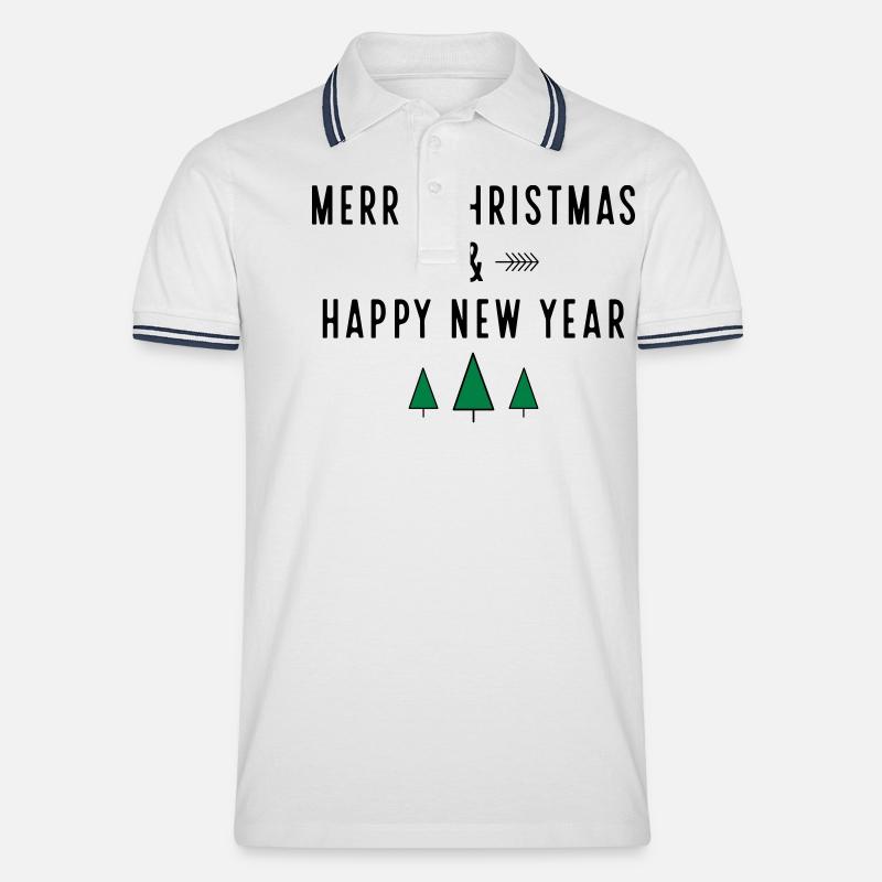 Merry Christmas - Männer Tipped Poloshirt - Weiß/Navy