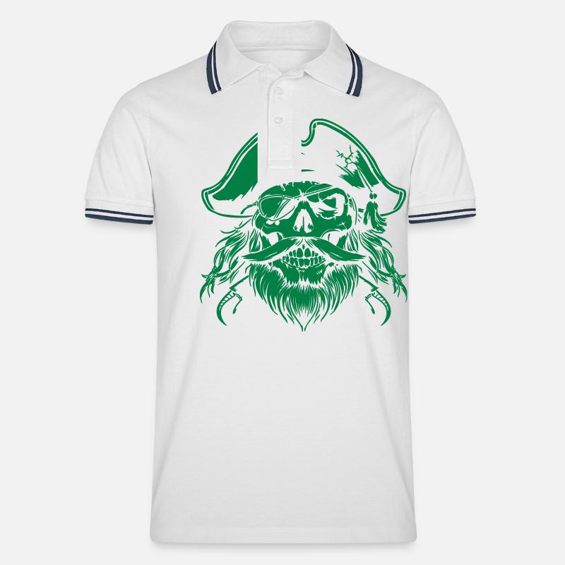 pirat skull - Männer Tipped Poloshirt - Weiß/Navy