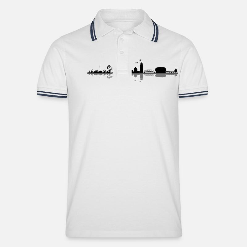 Skyline - Zingst - Männer Tipped Poloshirt - Weiß/Navy