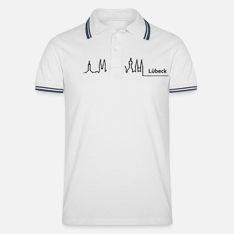 Luebeck skyline - Männer Tipped Poloshirt - Weiß/Navy